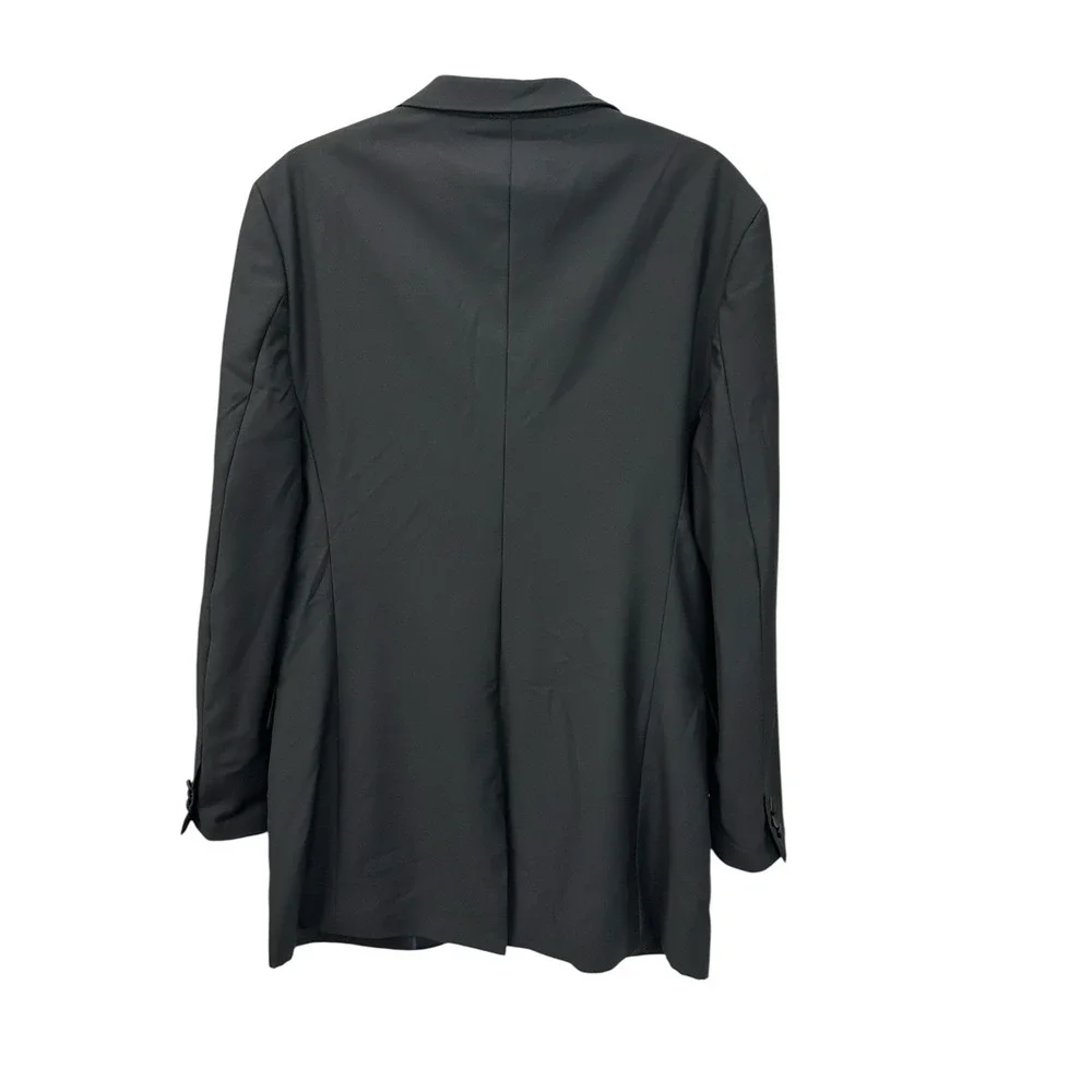 J Crew Shawl Collar Tuxedo Jacket Italian Wool 42L Long Black‎ Red Trim #HR-6